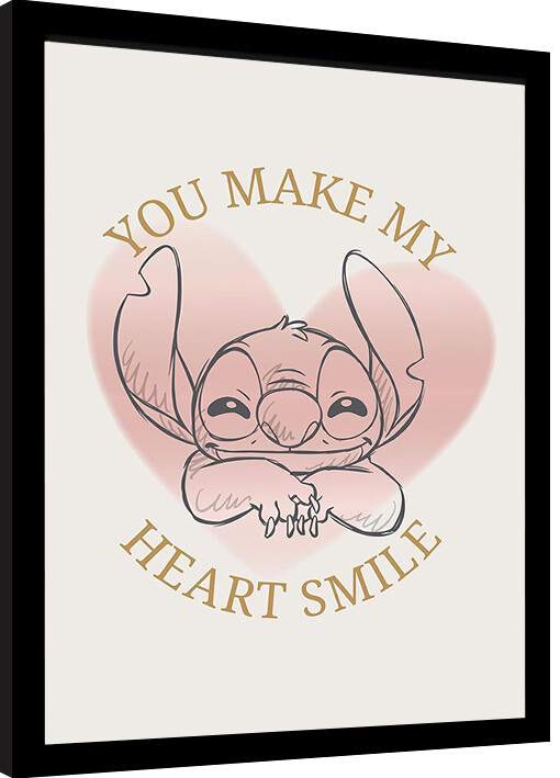 Poster înrămat Stitch - Heart Smile