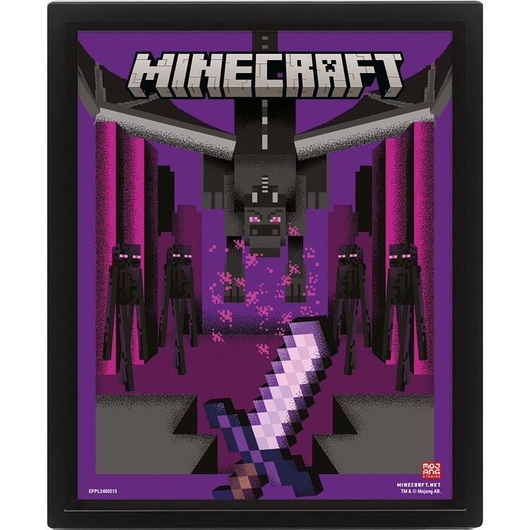 Minecraft - Ender Dragon Duel 3D plakát keretezve