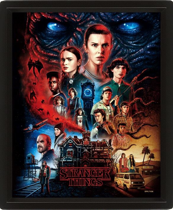 Stranger Things 4 - Vecna Poster en 3D encadré