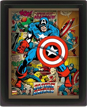 3D Poster Marvel Retro - Captain America