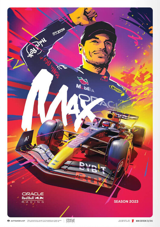 Umělecký tisk Oracle Red Bull Racing - Max Verstappen - 2023