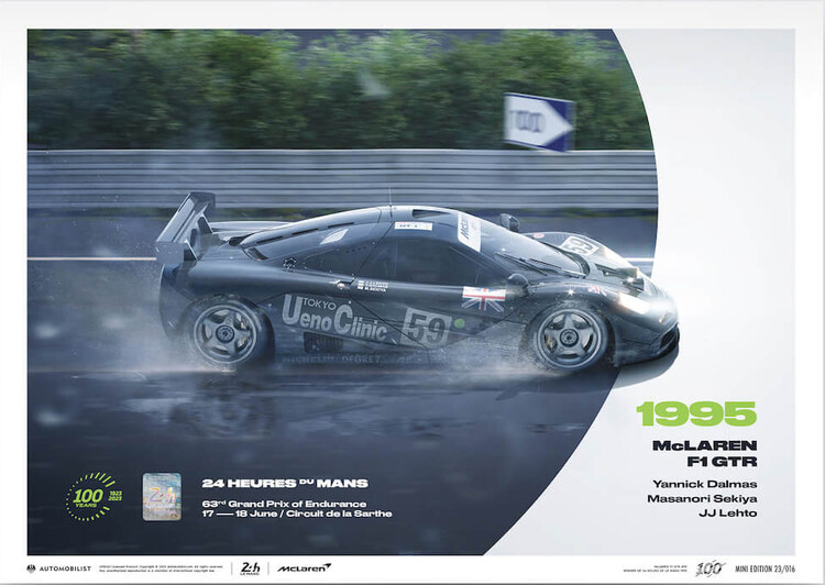 Levně Umělecký tisk Mclaren F1 Gtr - 24H Le Mans - 100th Anniversary - 1995, Automobilist, 30 × 21 cm