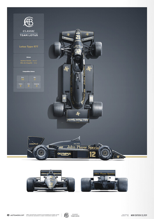 Stampa d'arte Team Lotus - Type 97T - Blueprint - 1985