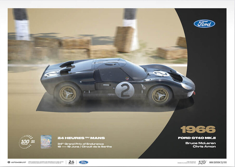 Levně Umělecký tisk Ford Gt40 Mk.Ii - 24H Le Mans - 100th Anniversary - 1966, Automobilist, 30 × 21 cm