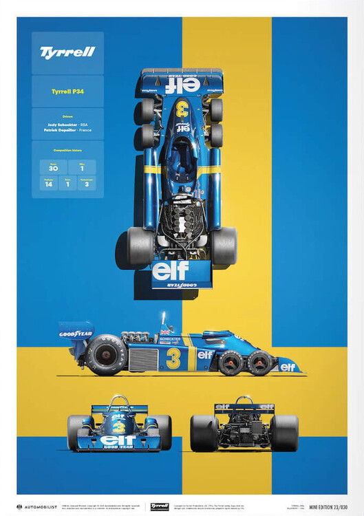 Kunstdruk Tyrrell - P34 - Blueprint - 1976