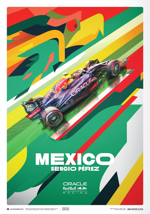 Umělecký tisk Oracle Red Bull Racing - Sergio Pérez - Mexican Gp
