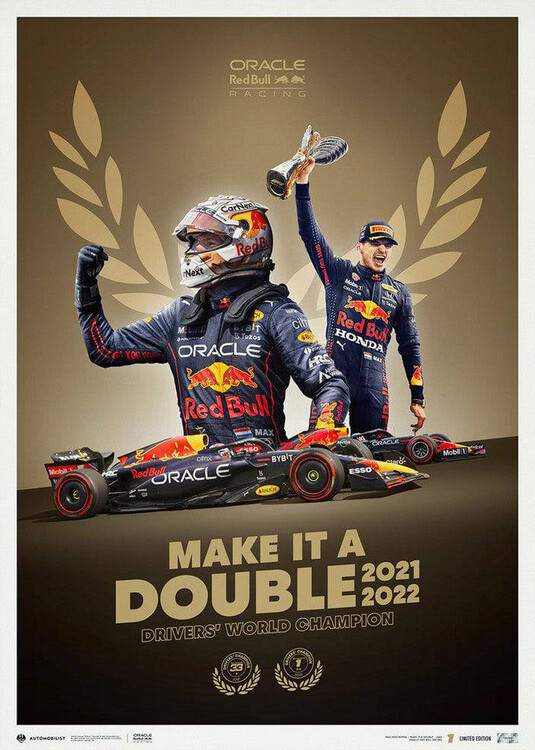 Levně Umělecký tisk Oracle Red Bull Racing - Make It Double - Max Verstappen - 2022 F1® World Drivers' Champion, Automobilist, 50 × 70 cm