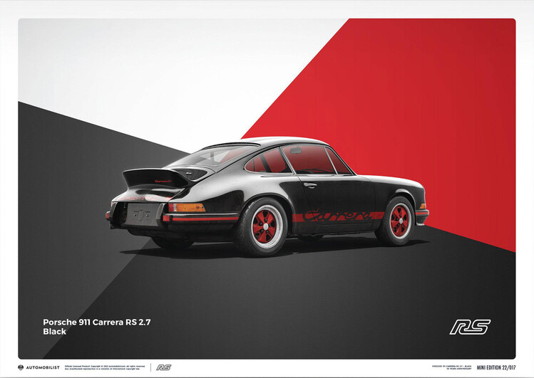 Stampa d'arte Porsche 911 RS - 1973 - Black