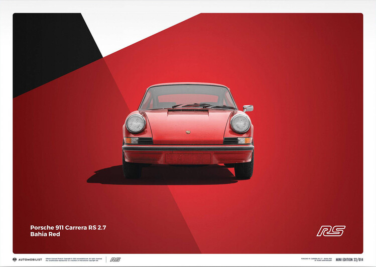Levně Umělecký tisk Porsche 911 RS - 1973 - Red, Automobilist, 30 × 21 cm