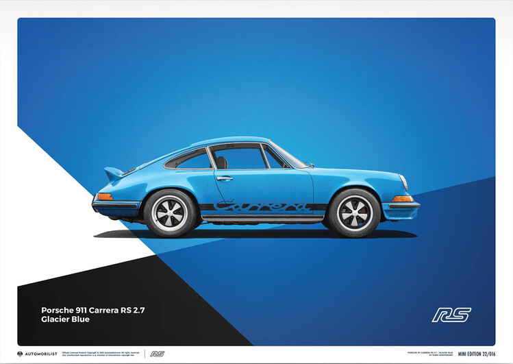 Stampa d'arte Porsche 911 RS - 1973 - Blue