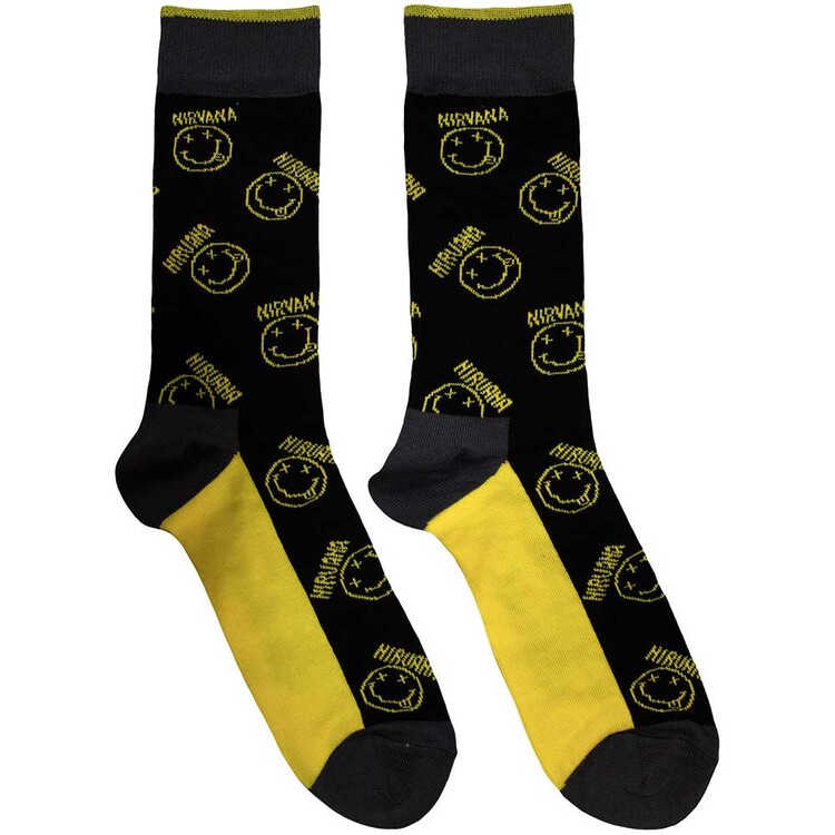 Strumpor Nirvana - Yellow Happy Face Pattern