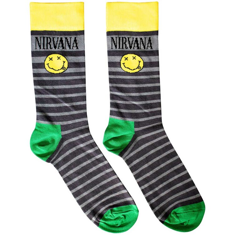Levně Ponožky Nirvana - Happy Face & Logo Stripes, 39 - 45
