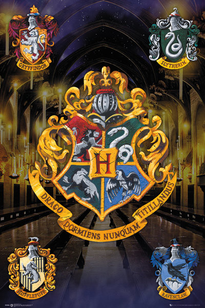 Plakát, Obraz - Harry Potter - Bradavické erby, (61 x 91.5 cm)