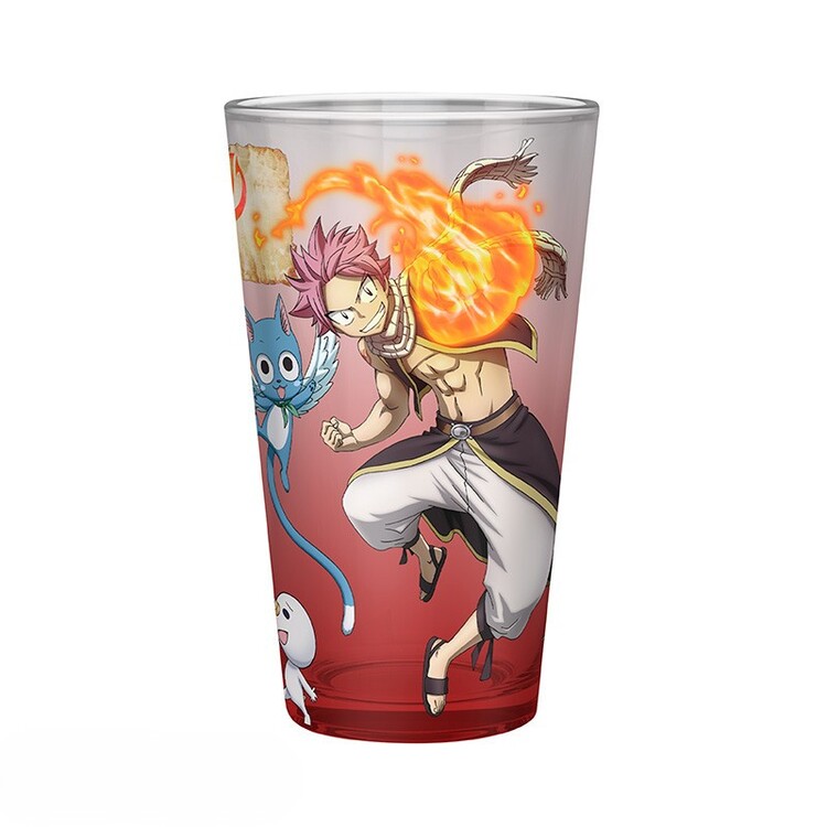 Sklenička Fairy Tail - Natsu, Luca, Happy & Plue, 0,4 l