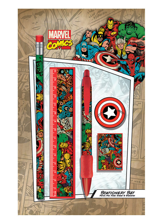 Skrivtillbehör Marvel Retro - Collage stationery set