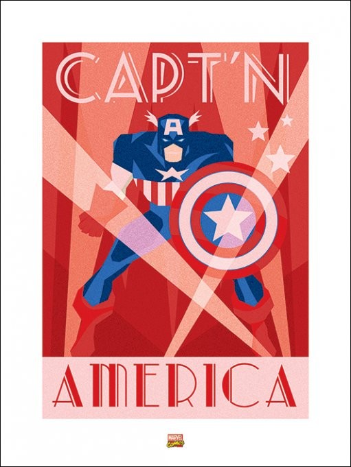 Kunstdruk Marvel Deco - Captain America