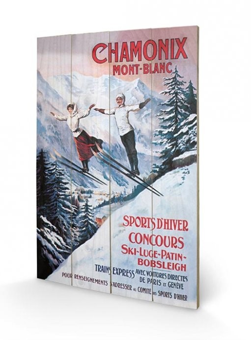 Plaque Métal Publicitaire Bombée 30x40cm – Chamonix Mont-Blanc – Vintage Déco
