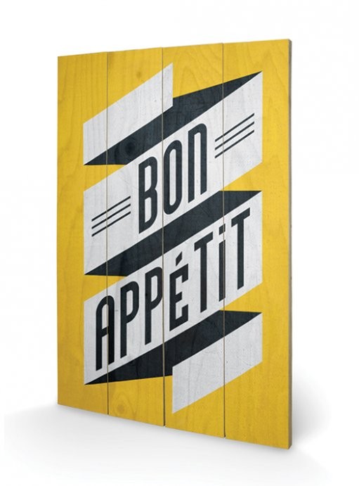 Levně Dřevěný obraz Edu Barba - Bon Appetit, 40 × 59 cm