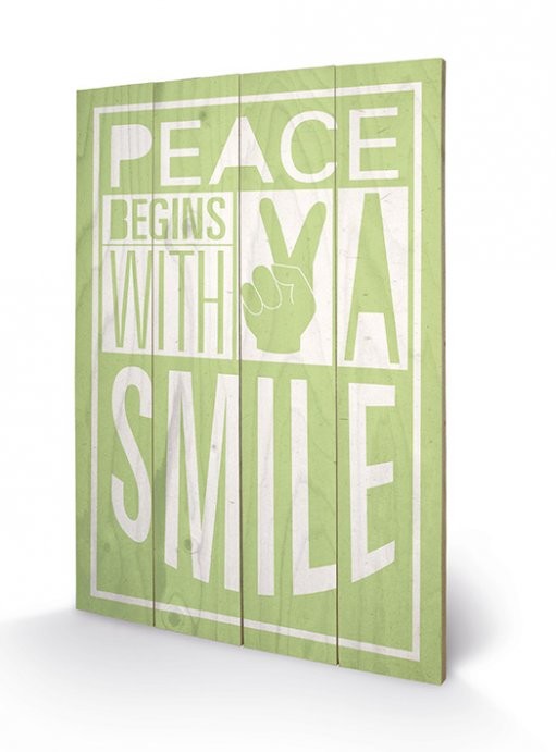 Poster su legno Sarah Winter - Peace Begins With A Smile