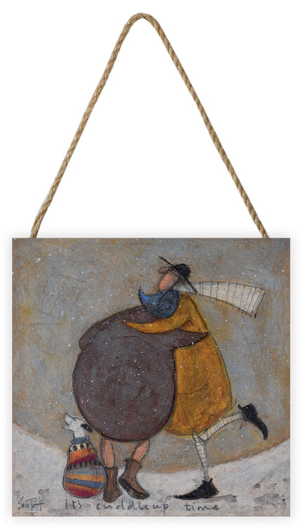 Levně Dřevěný obraz Sam Toft - It's Cuddle Up Time, 20 × 20 cm