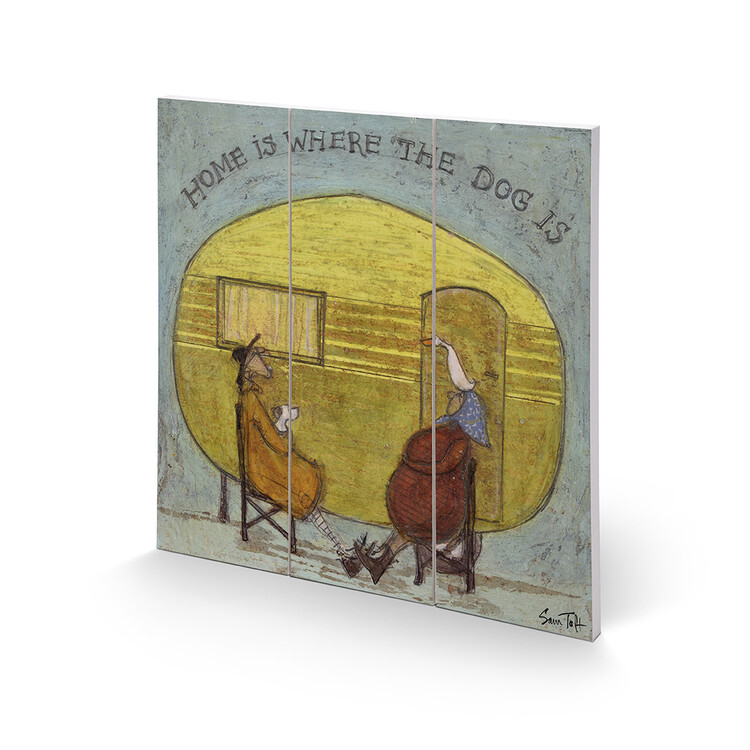 Levně Dřevěný obraz Sam Toft - Home Is Where The Dog Is, 30 × 30 cm