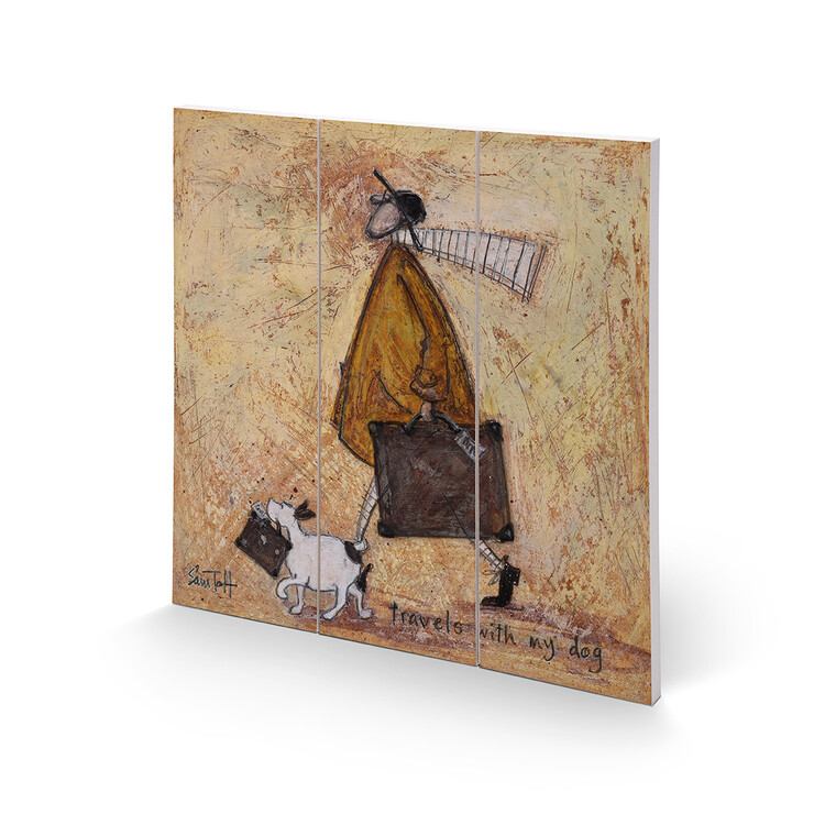 Levně Dřevěný obraz Sam Toft - Travels With The Dog, 30 × 30 cm