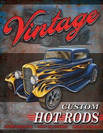 Metallschild Legends - Vintage Hot Rods