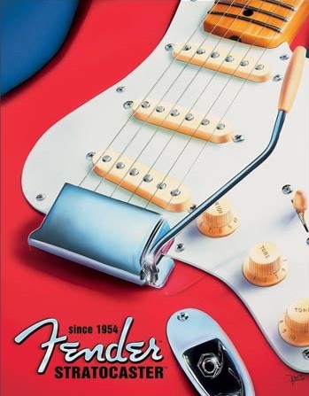 Metallschild Fender - Built to Inspire