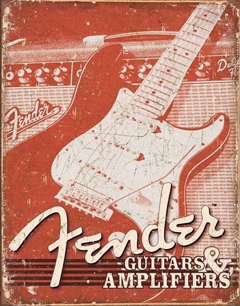 Metallschild Fender - Weathered G&A