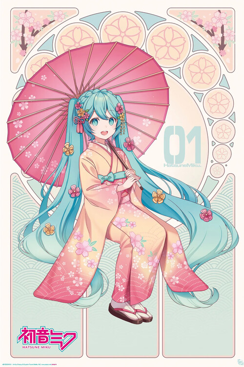 Plakát, Obraz - Hatsune Miku - Sakura Kimono, 61 × 91.5 cm