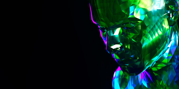Plakát Green Low Poly Face, c.2015-2025