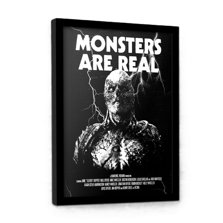 Inramad poster Stranger Things 5 - Monsters Are Real