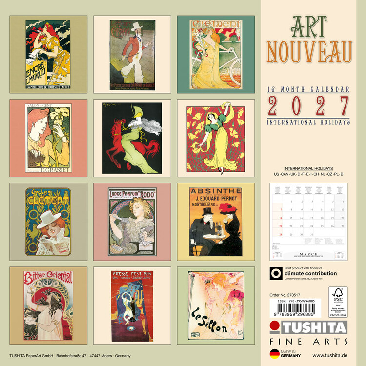Kalendář 2027 Art Nouveau | 16měsíční