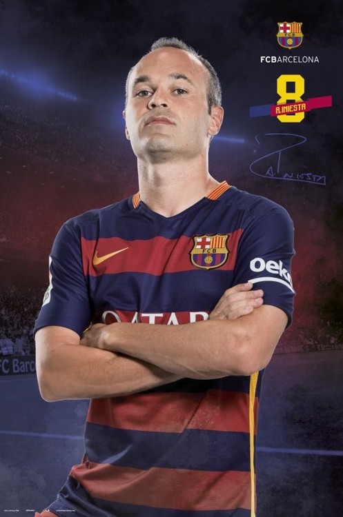 Plakát FC Barcelona - Iniesta pose 2015/2016