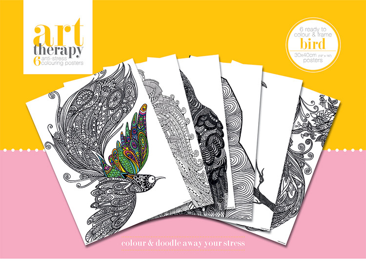 Inkleurposter Art Therapy - Bird