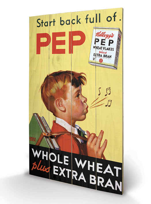Poster su legno Vintage Kelloggs - Start Back Full Of Pep