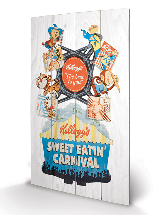 Poster su legno Vintage Kelloggs - Sweet Eatin' Carnival