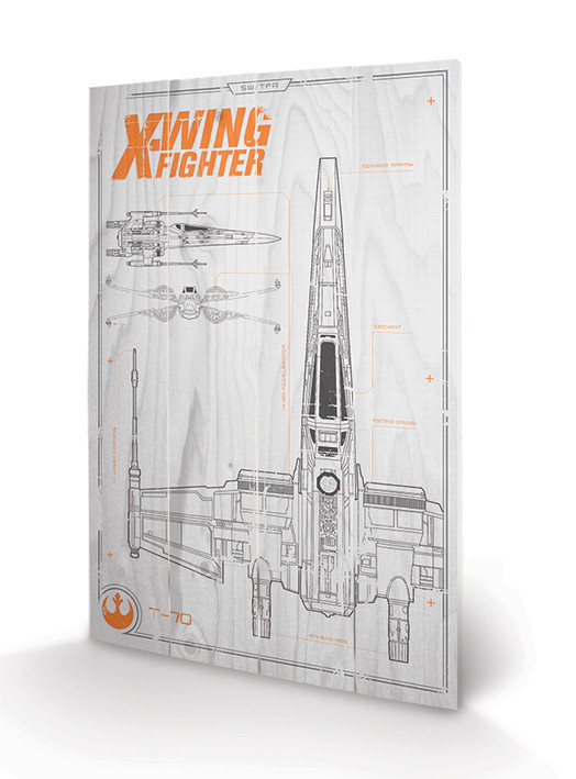 Poster su legno Star Wars, Episodio VII - X Wing Plans