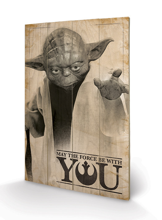 Poster su legno Star Wars -  Yoda, May The Force Be With You