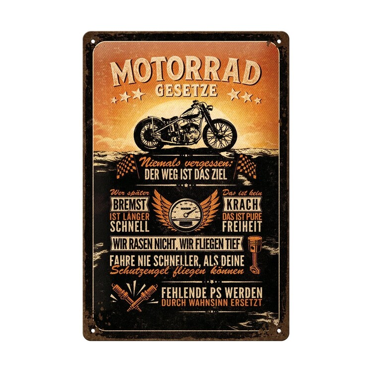 Metallschild Motorrad-Gesezte