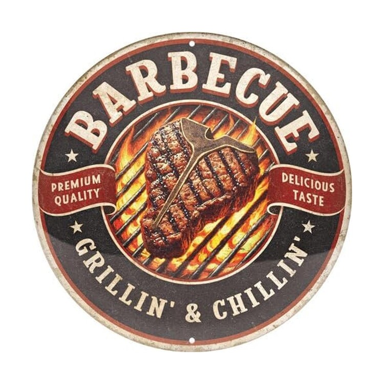 Fém tábla Barbecue - Grillin' & Chillin'