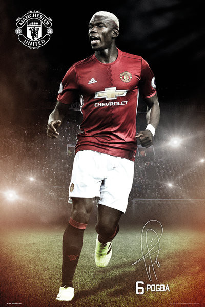 Poster Paul Pogba – Manchester United Numéro 6 – Impression Numérique Haute Qualité, Papier Photo 300 G