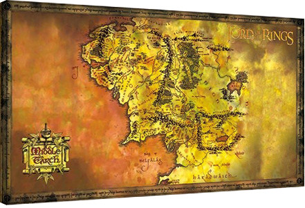 Obraz na plátne Pán prsteňov - mapa Stredozeme