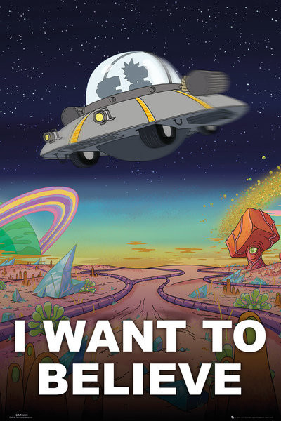 Plakát, Obraz - Rick And Morty - I Want To Believe, (61 x 91.5 cm)