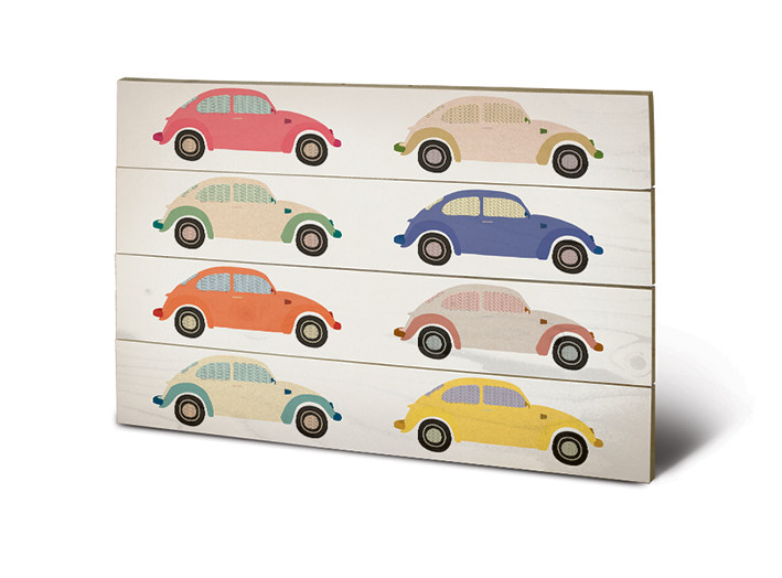 Poster su legno VW - Beetle Cars Pop Art
