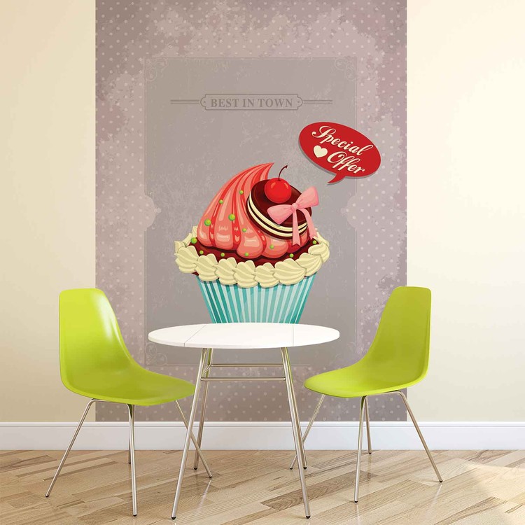 Behang Cupcake Vintage Retro