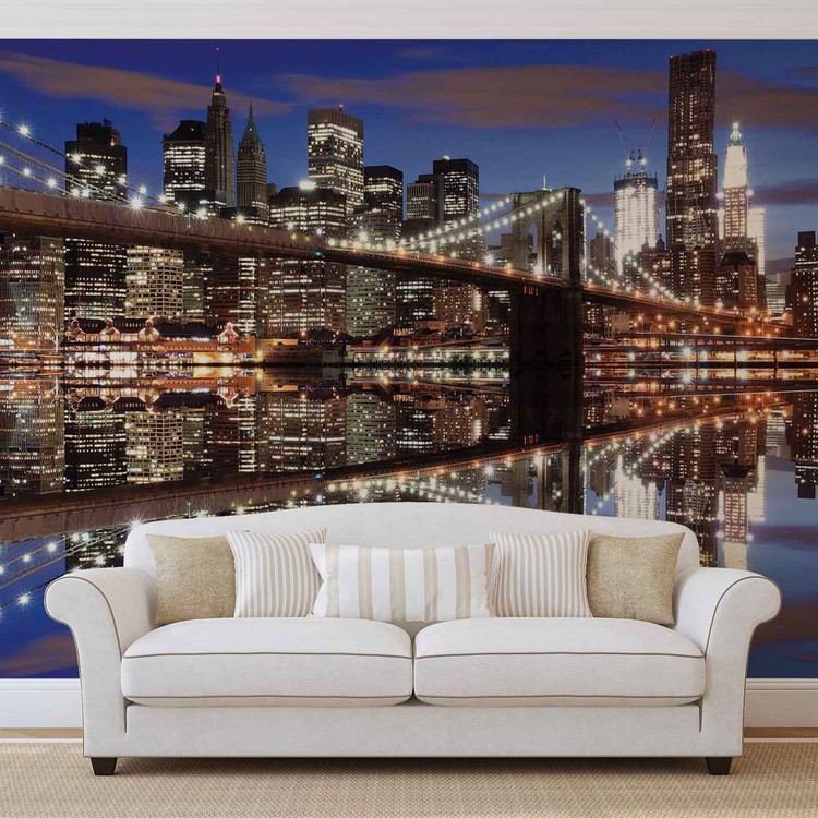 Fototapeta New York Brooklynský most v noci