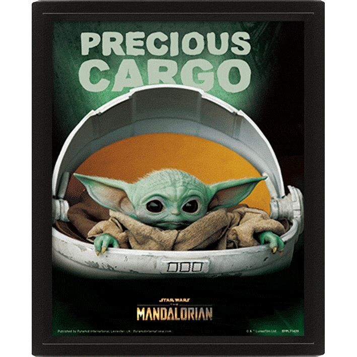 3D Plakát, Obraz s rámem Star Wars: The Mandalorian - Precious Cargo