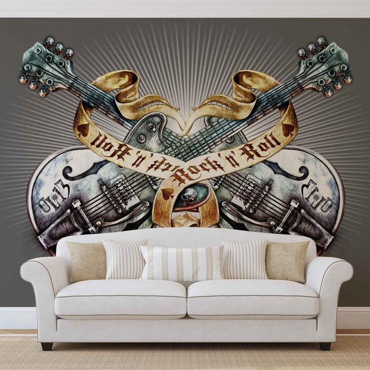 Fototapet Alchemy Gitarren Schädel