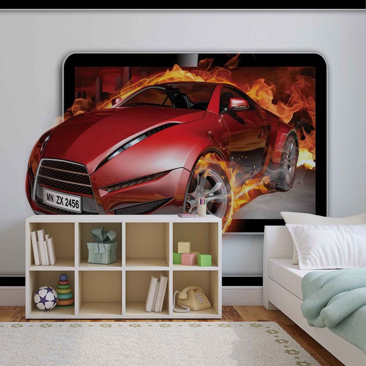 Wall Mural Car Flames